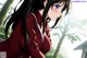 Anime girl with long black hair and blue eyes.